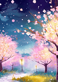 Beautiful night cherry blossoms#1814
