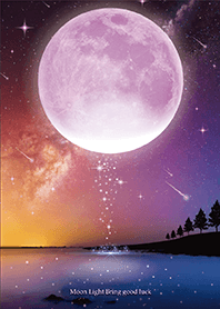 幸運を呼び込む✨紫の満月と流星