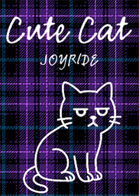 Cute cat : Purple Check pattern