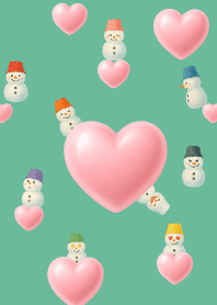 Colorful Snowman05 on blue green