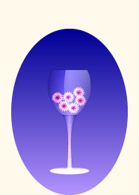ワイングラスと花 -WineBlue-