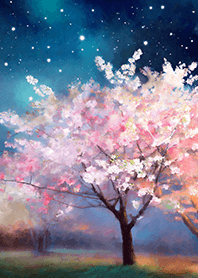 Beautiful night cherry blossoms#1357
