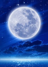starry sky, full moon & sea from Japan