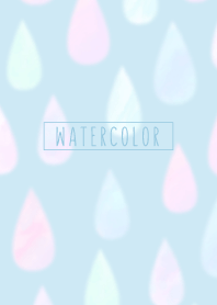 ふわふわ水彩画:しずく水玉ドット青