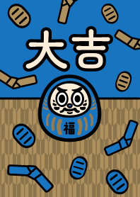 幸運／大吉だるま／ブルー×ゴールド