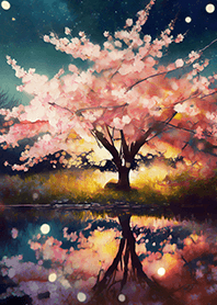 Beautiful night cherry blossoms#1519