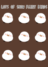 LOTS OF SNOW FAIRY BIRDS-DEEP BROWNj