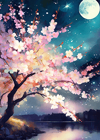 Beautiful night cherry blossoms#742