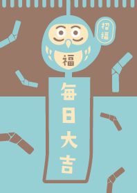 LUCKY DARUMA OWL/Wind chime/ Mint color