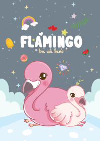 ฟลามิงโก้ ตัวกลม เลิฟเว่อร์ สีเทา