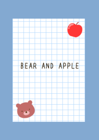 BEAR AND APPLE GRAPH PAPER/DUSTY BLUE