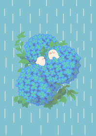 白い鳥：青い花