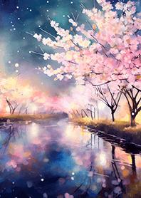 Beautiful night cherry blossoms#1930