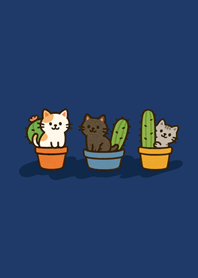 Cats who like cacti-Dark Blue