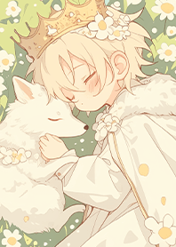 Napping little prince and white fox JP