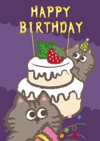 งานวันเกิดแมว!(ม่วงทึบ)