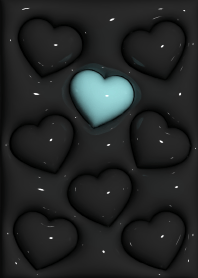 Plump heart 2 Black and Light Blue