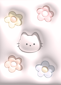 pink plump cat and flower 10_2