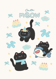 Cat black cute : blue :D
