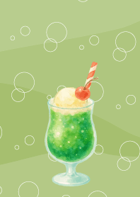 Melon Cream Soda on moss green