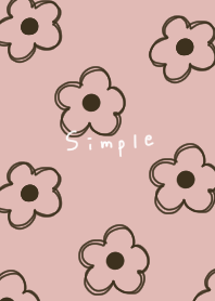 Pink beige line drawing floral pattern.