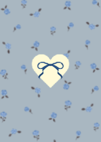 Tiny Flowers, Ribbons & Hearts (Blue 02)