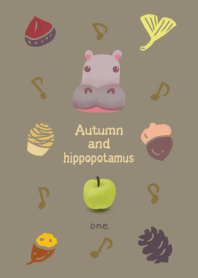 Autumn fruit and hippopotamus design1