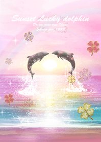 運気上昇✨Sunset lucky clover Dolphin2