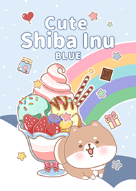 冰淇淋星空 可愛寶貝柴犬 白色 藍色