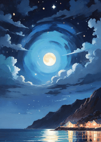 Starry sky by the sea 170329