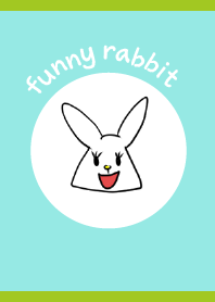 funny rabbit2 on green & sky blue