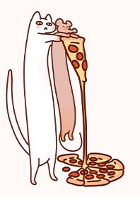 超可愛的站站貓與長長鼠吃比薩1