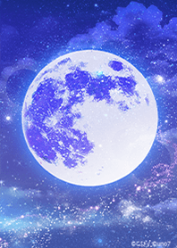 blue full moon and starry sky