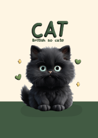 Cat black cute british : mid night green