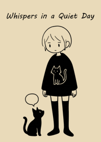 Girl and Black Cat|Sand Beige