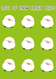 LOTS OF SNOW FAIRY BIRDS-LEAF GREENj