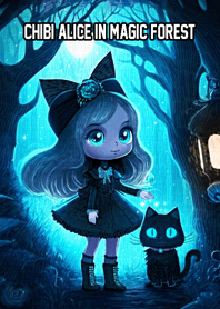 Chibi alice in magic forest