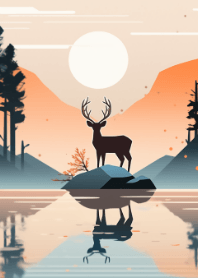 Deer by the lake