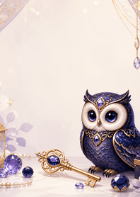 Indigo Onyx Owl Key Fortune