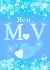 M&Vイニシャル運気UP!幸せのハート青ブルー