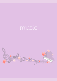 sakura and musical notes on light purple