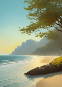 Summer beach, white clouds c12B45