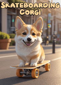 Cute Skateboarding Welsh Corgi VOL.5