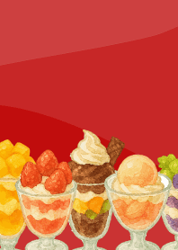 various parfaits3 on red & beige