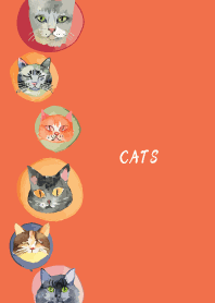 holiday cats3 on red & yellow