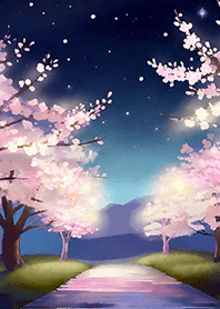 Beautiful night cherry blossoms#1821