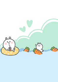 Cute Rabbit Swimming Fun J-White (Gr2)