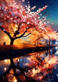 Beautiful night cherry blossoms#1312