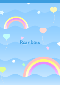 Hearts & balloons & rainbows on blue2