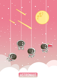 可愛寶貝太空人-星光閃閃(漸層粉紅星空)